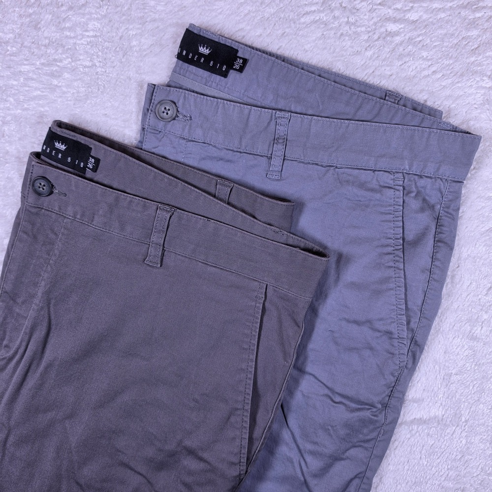 NEW 2 Pack! Under 510 Chino Mens 38/26 Pants Stretch Bundle Tapered Casual